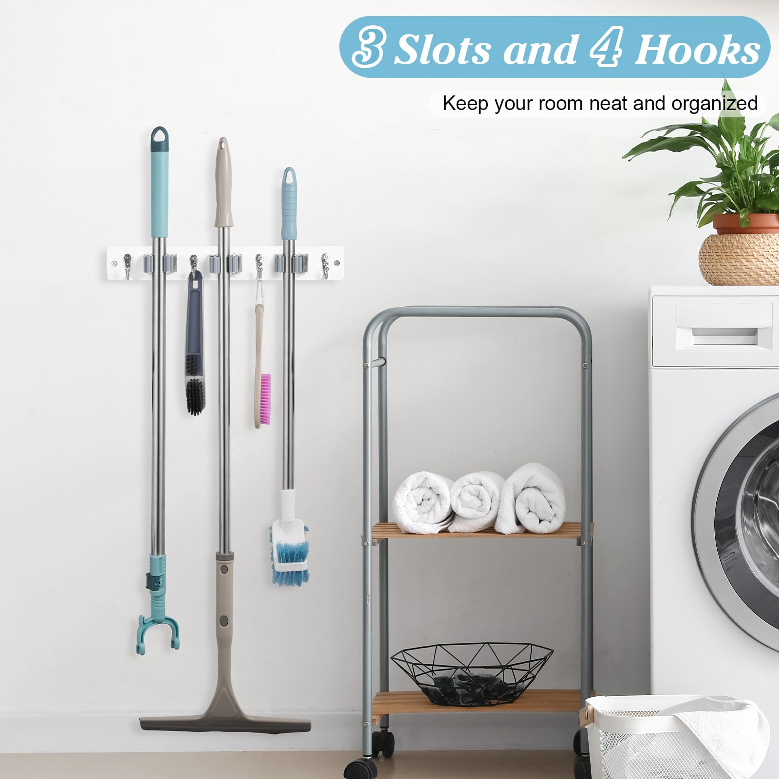 White Broom Holder Wall Mount