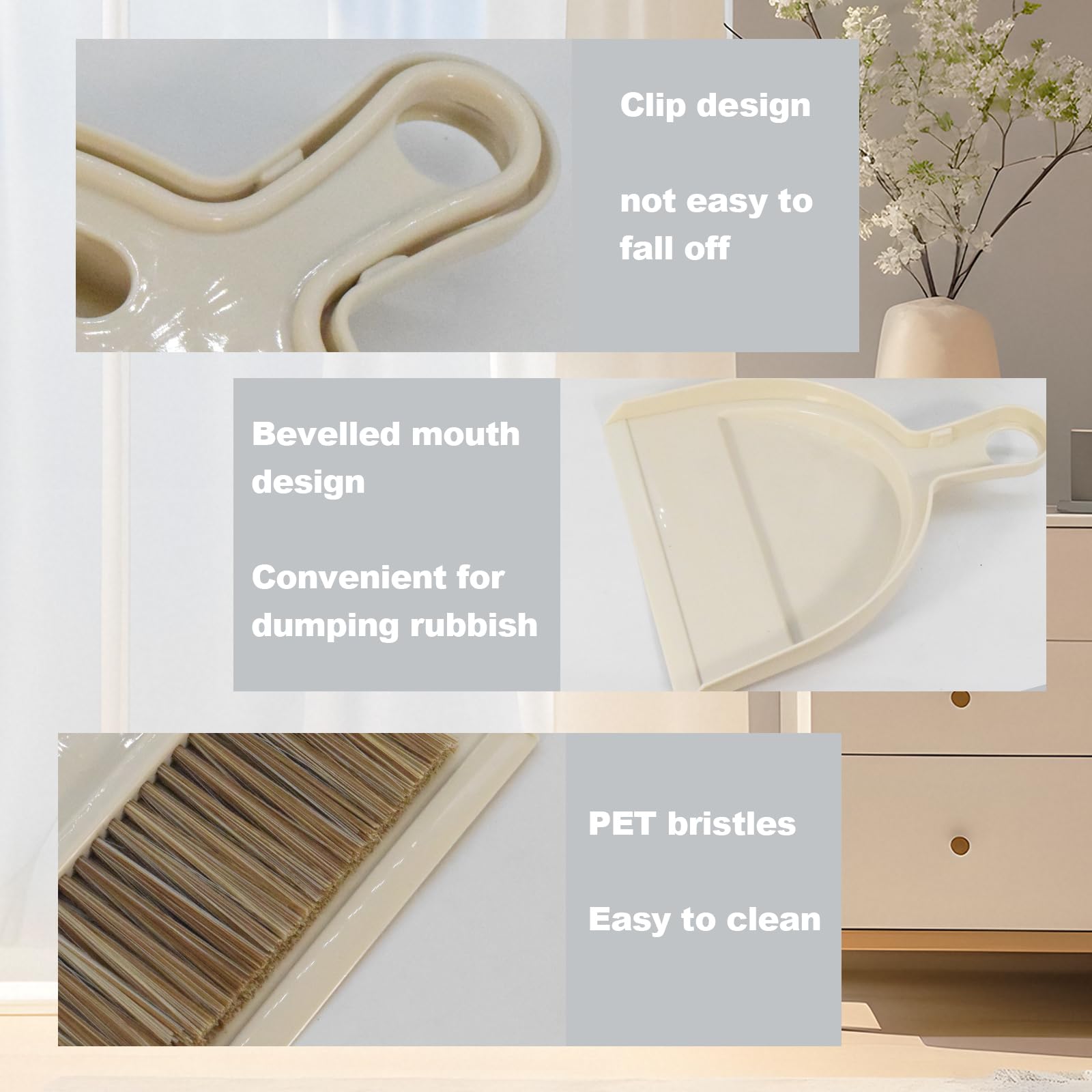 Mini Broom and Dustpan Set Hand Broom with Dustpan Portable Housekeeping Cleaning Tools for Desk