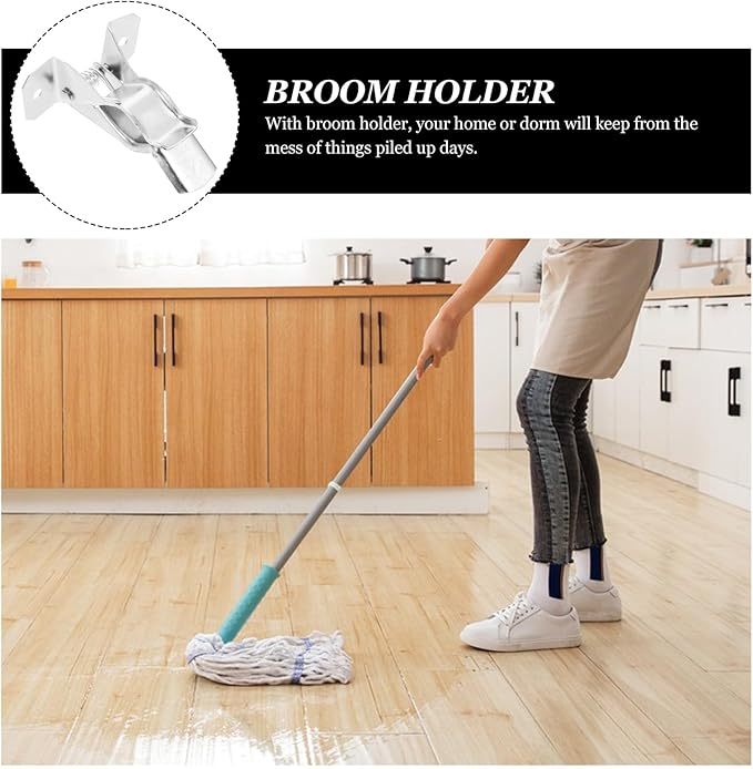 10pcs Wall Mounted Broom Organizer Mop and Broom Holder Utility Hooks for Laundry Room Storage and Cleaning Tool Hanging