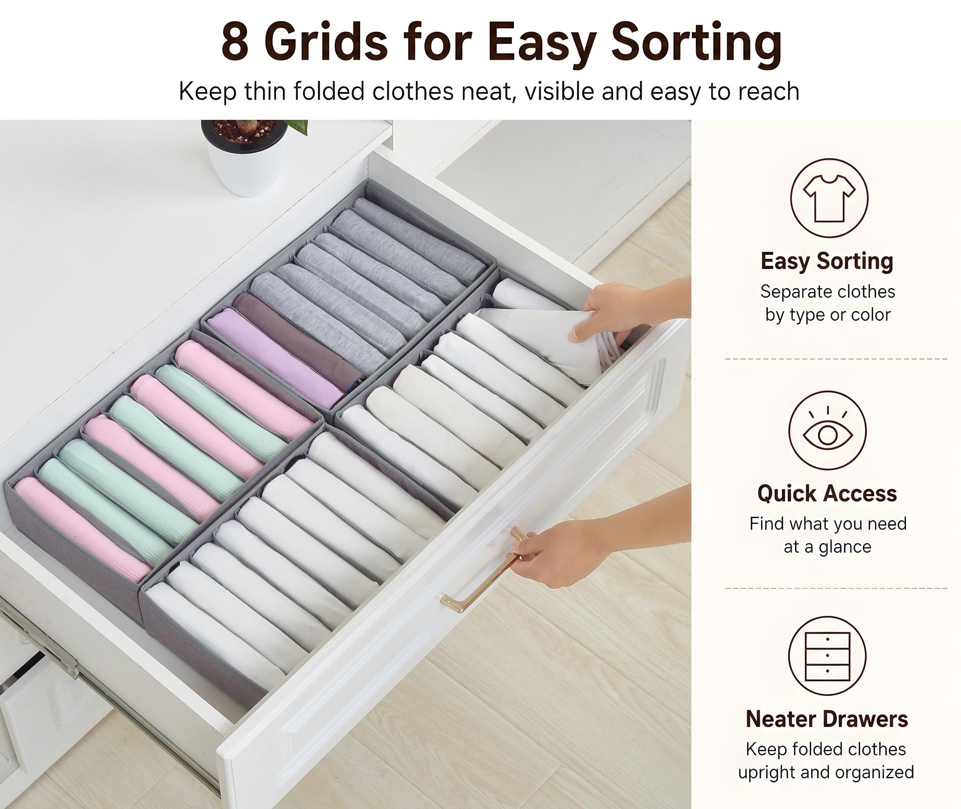 4 Pack Drawer Organizers for Clothing (4 Count)