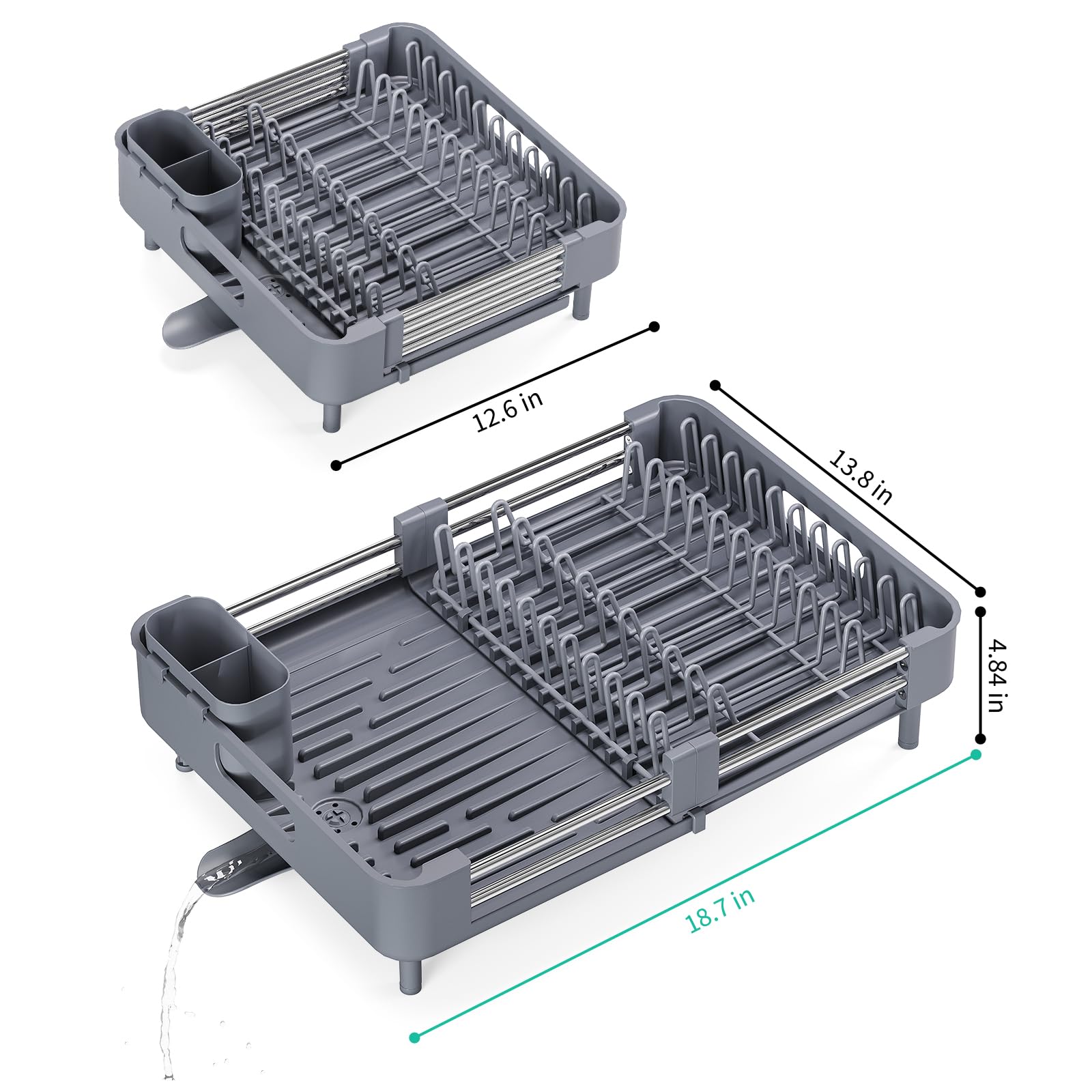 Expandable Dish Drying Rack with Cutlery Holder