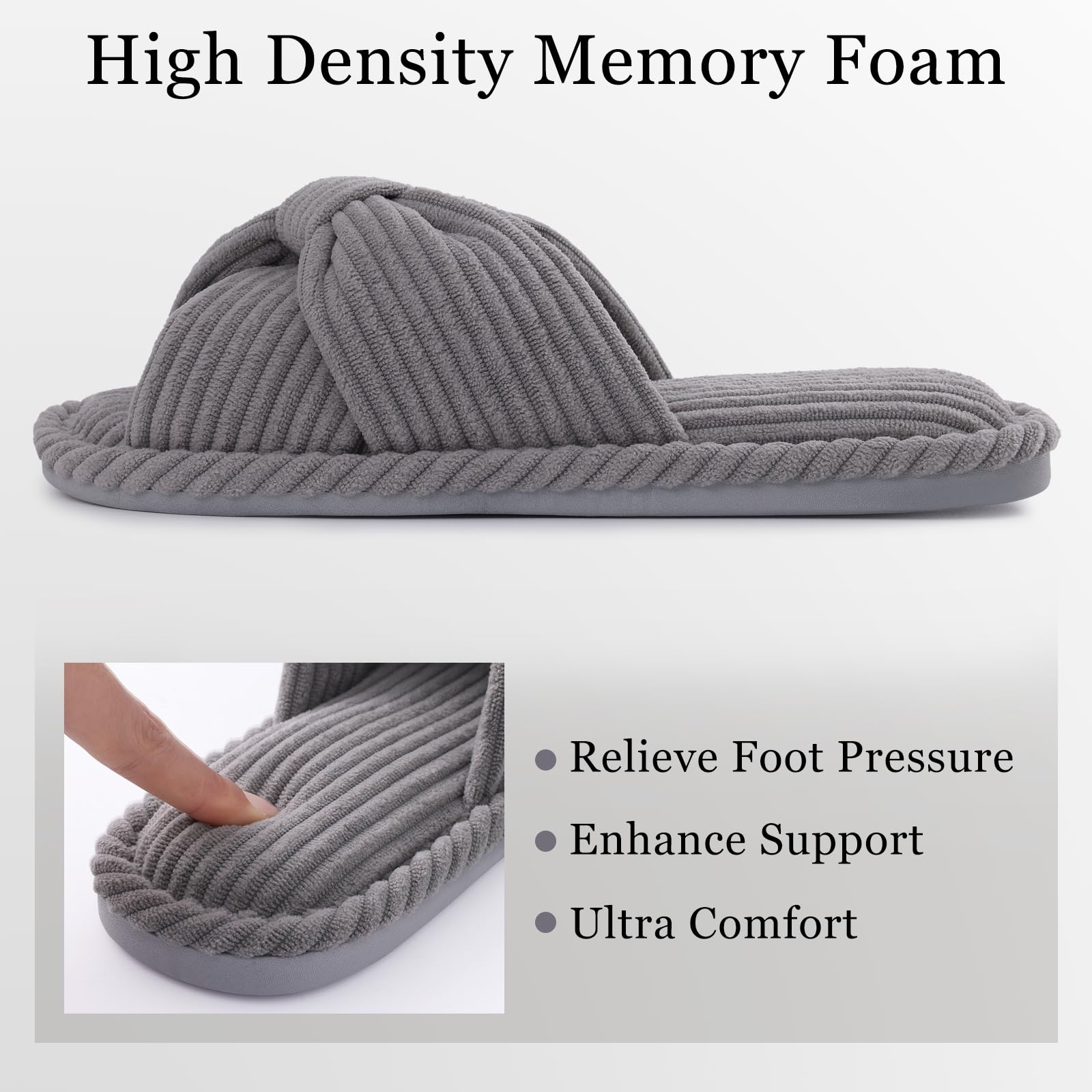 Summer House Slippers for Women Corduroy Open Toe Indoor Slippers