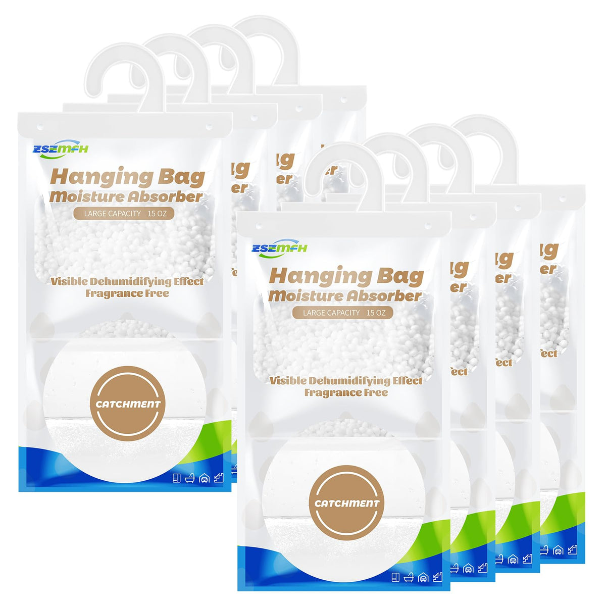 8 Pack Moisture Absorber Hanging Bags (8 Count)