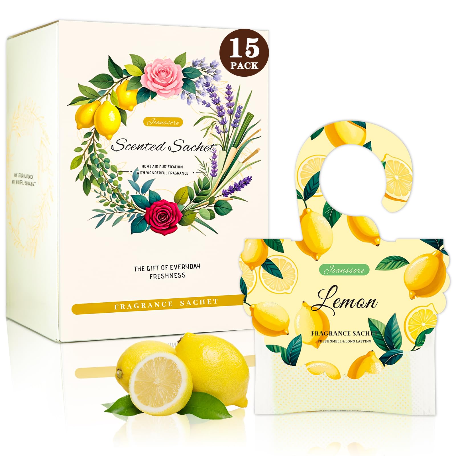 15 Packs Lemon Scented Sachets Bag for Drawers and Closets (7.93 Ounce)