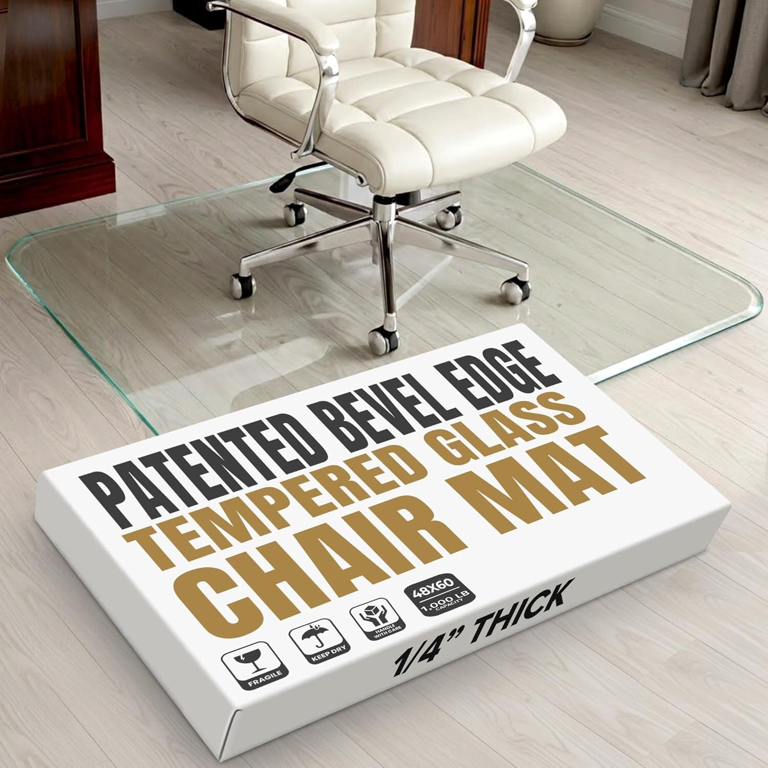 Tempered Glass Office Chair Mat for Carpet & Hardwood