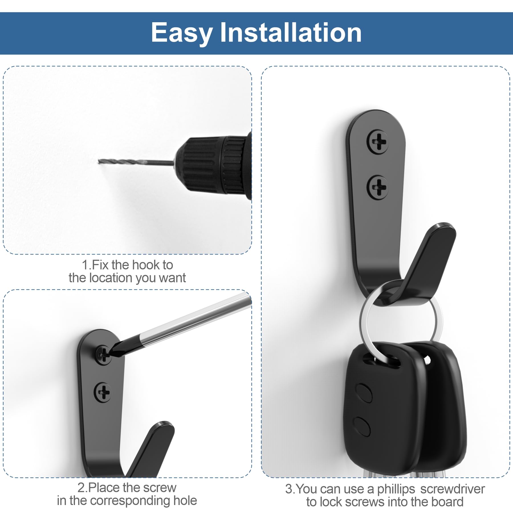 10 Pack Coat Hooks for Hanging (10 Count)