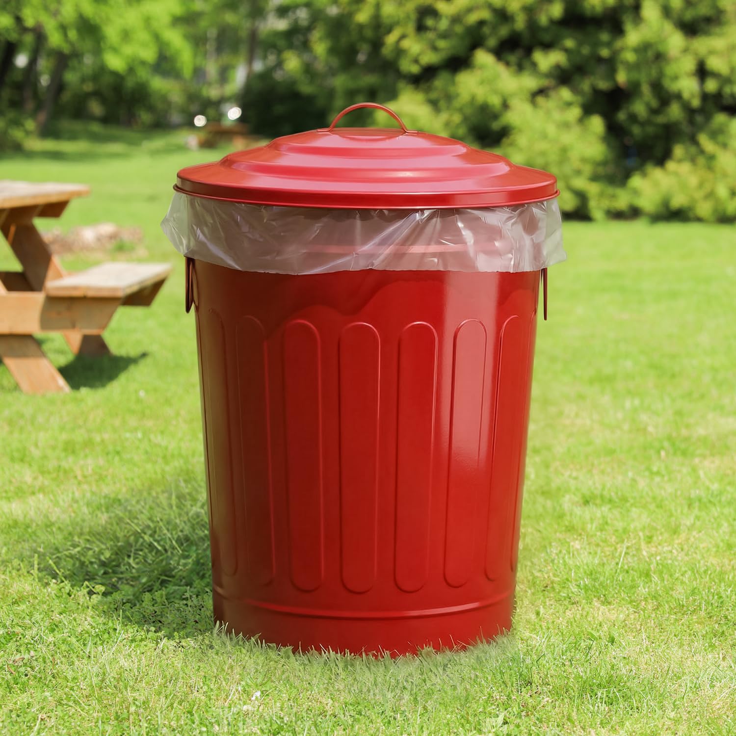 Metal Trash Can with Lid 13 Gallon (2 Count)