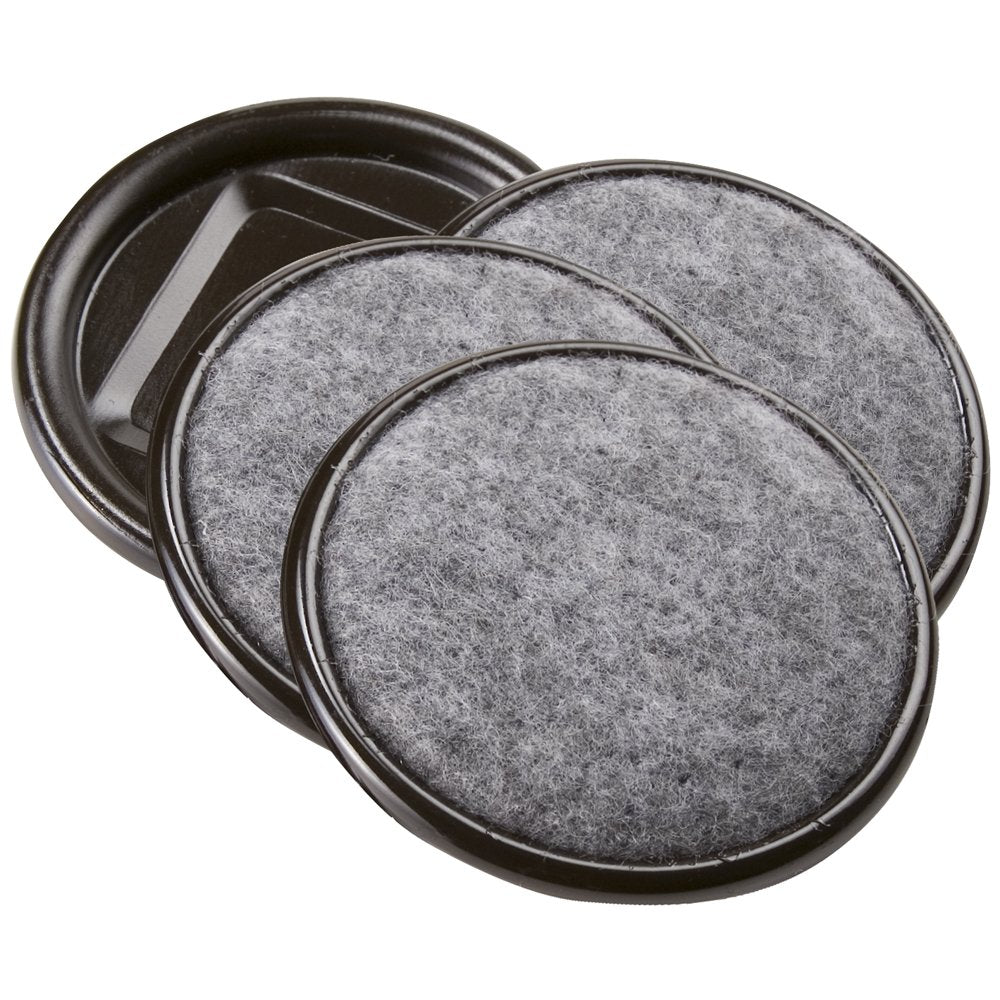 2-1/2" Round Reusable Carpet Bottom Furniture Caster Cups for Office Chairs, Desks, and Carts, Furniture Wheel Caster Cups for Carpet and Hardwood Surfaces, 4-Pack, Brown (4 Count)
