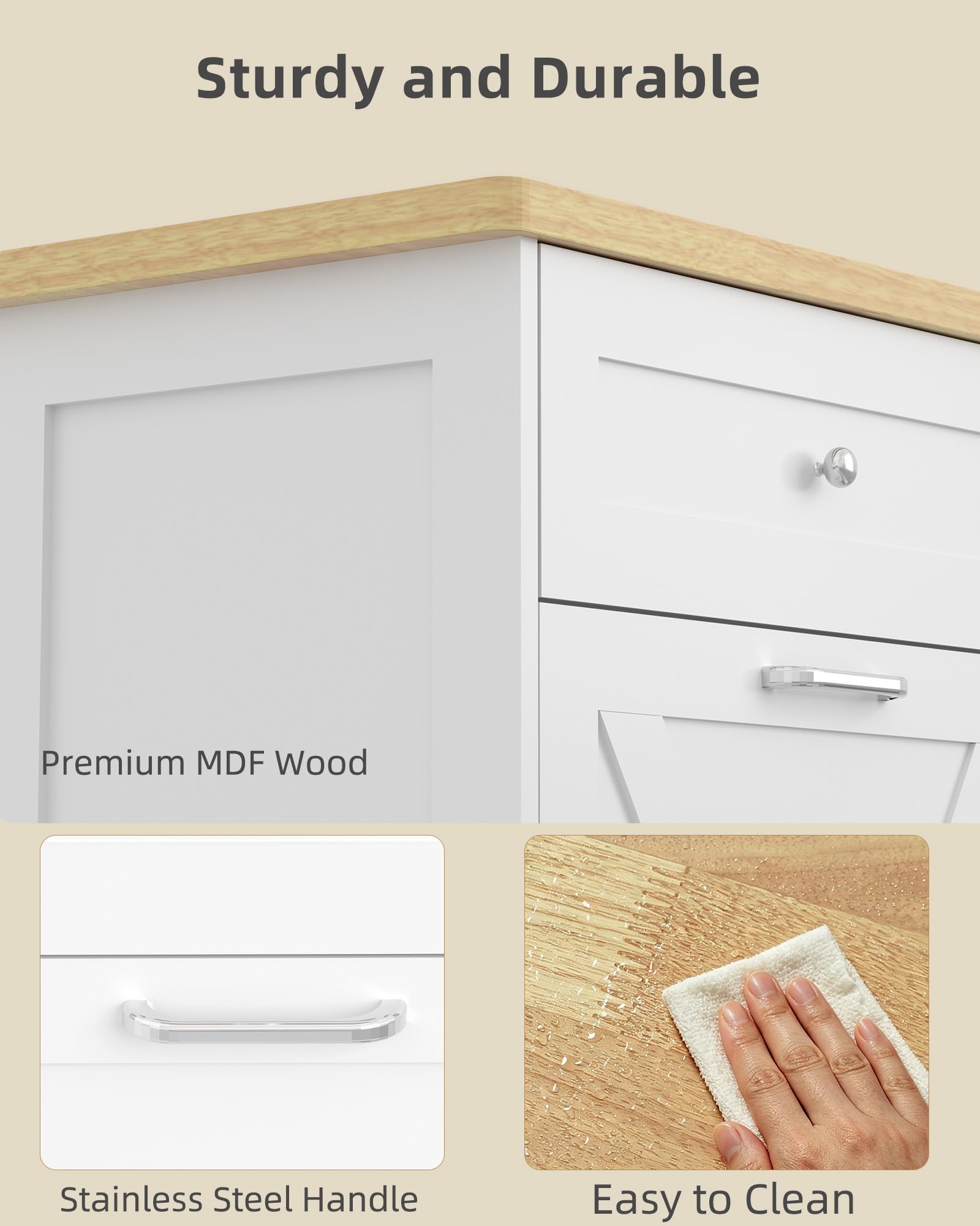 2x10 Gallon Tilt Out Trash Cabinet with Hideaway Drawers