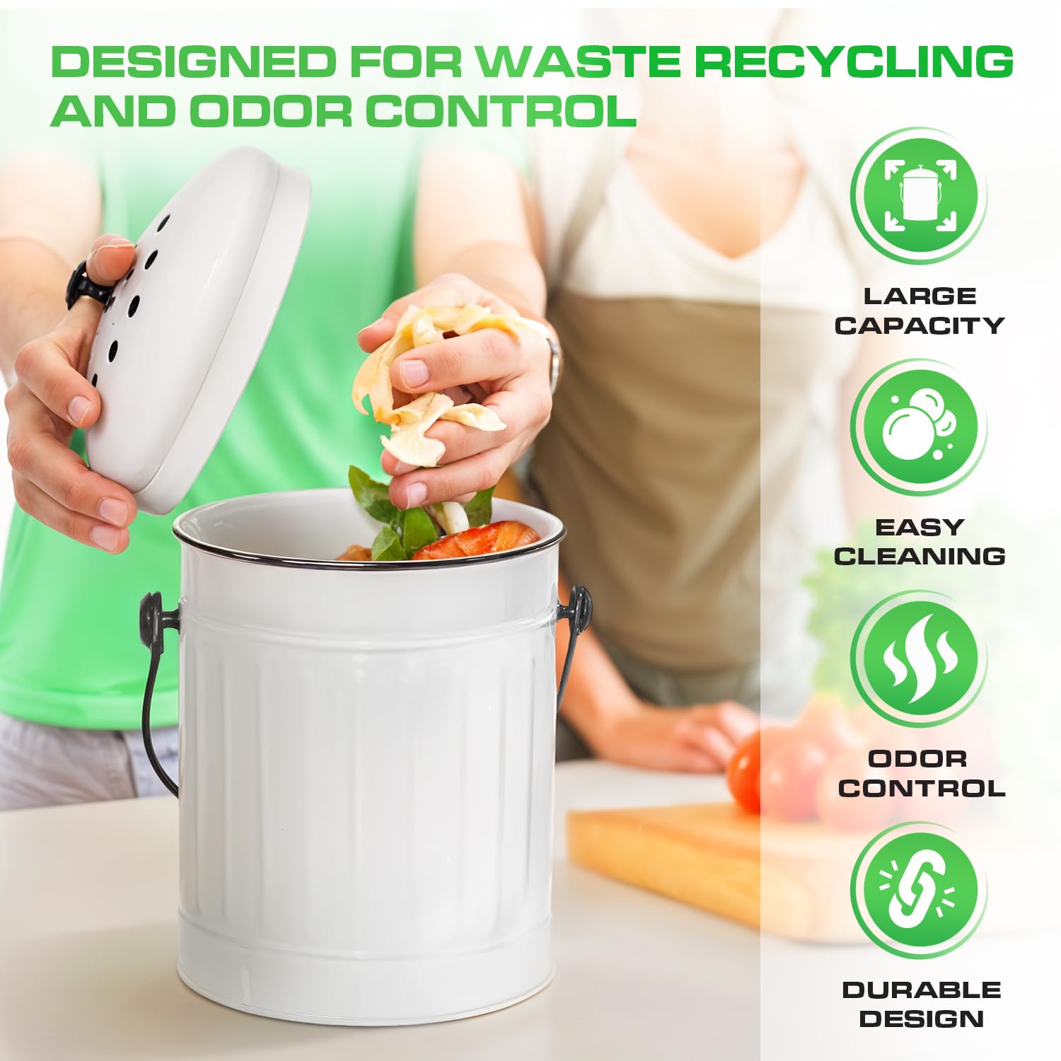 Countertop Compost Bin Kitchen with Lid