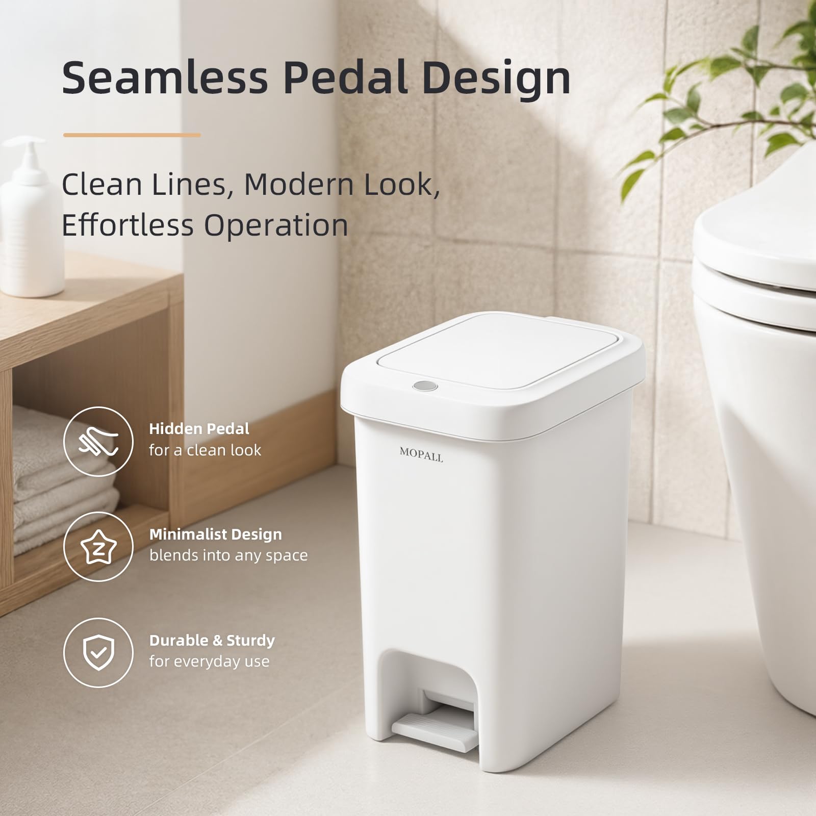 2.7 Gallon Small Bathroom Trash Can with Lid