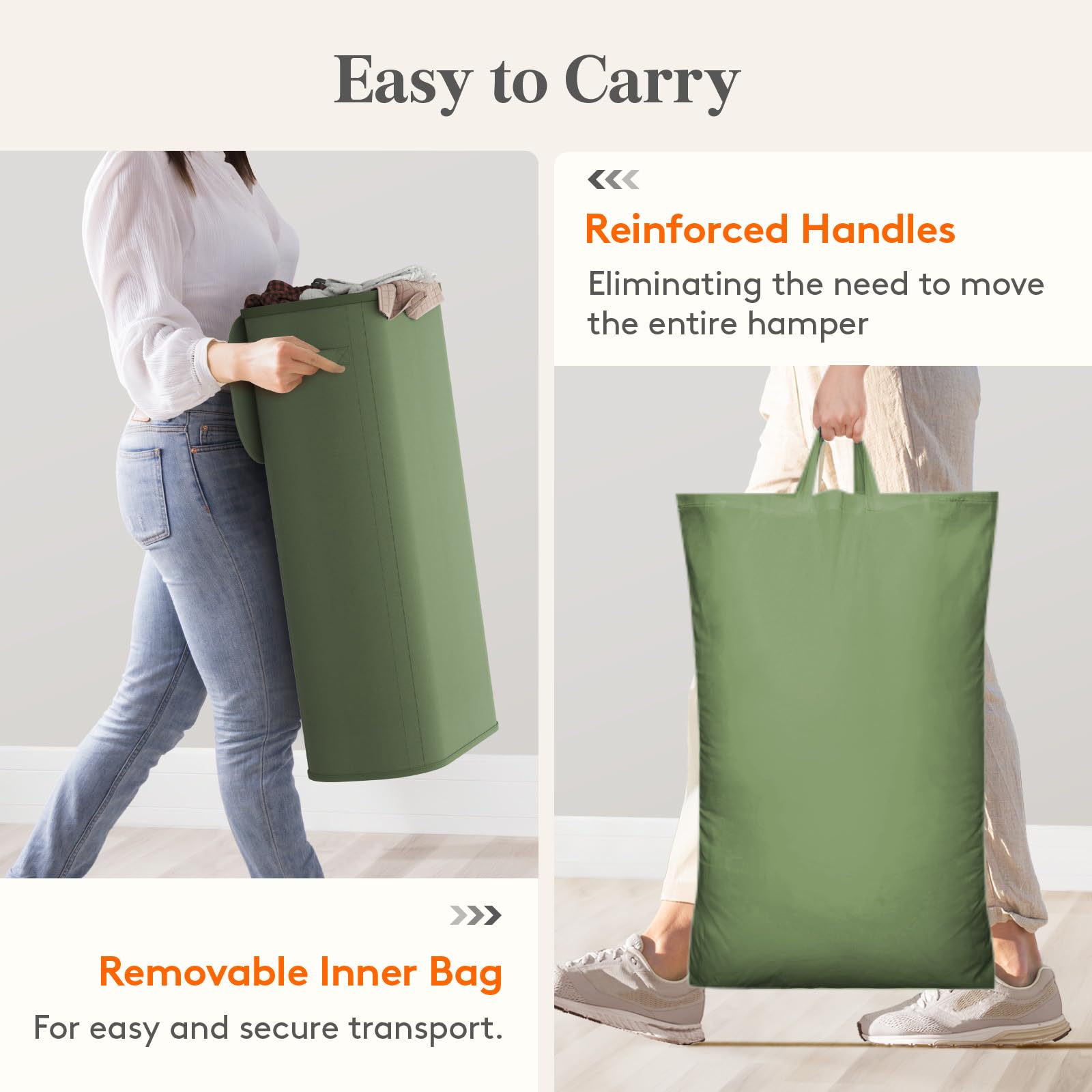 Slim Laundry Basket with Lid and Removable Bag
