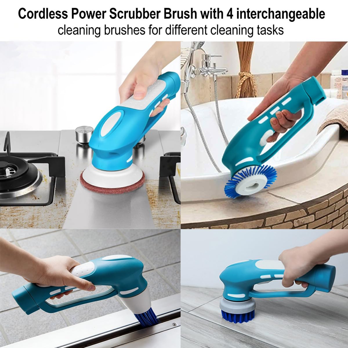 Cordless Electric Spin Scrubber with 6 Brush Heads & 2 Rechargeable Batteries