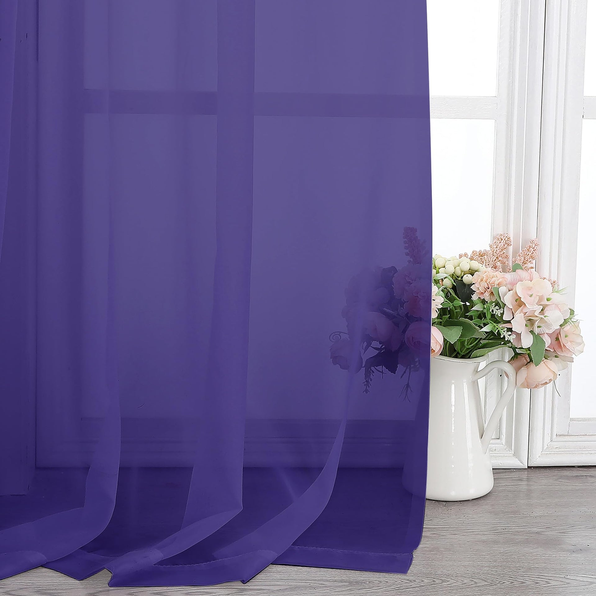 Purple Sheer Curtains 84 Inches Long for Living Room (2 Count)