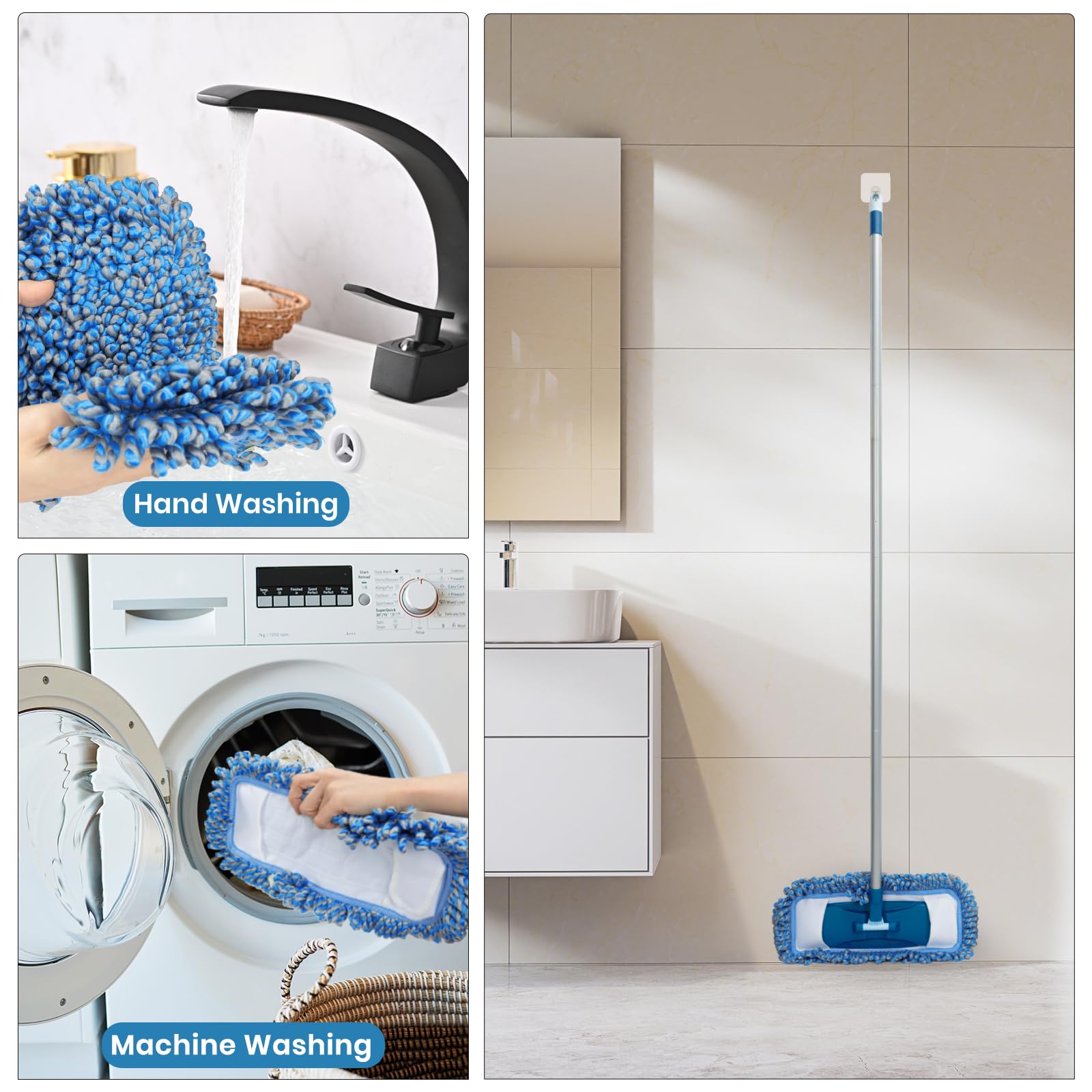 Dust Mop for Hardwood Floor Washable Wet and Dry Mop with 58" Long Handle - ModHome Supplies