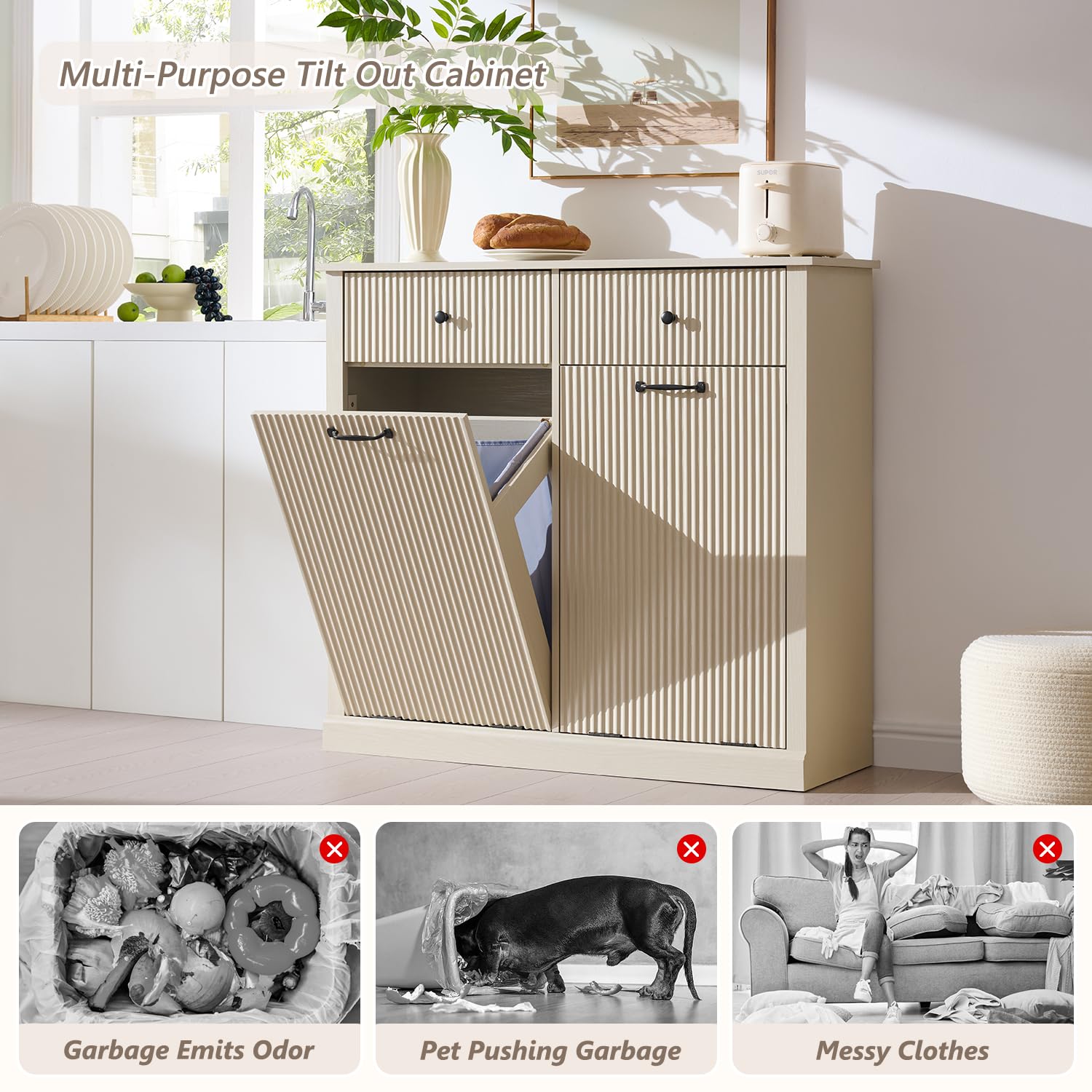 Double Tilt Out Trash Cabinet
