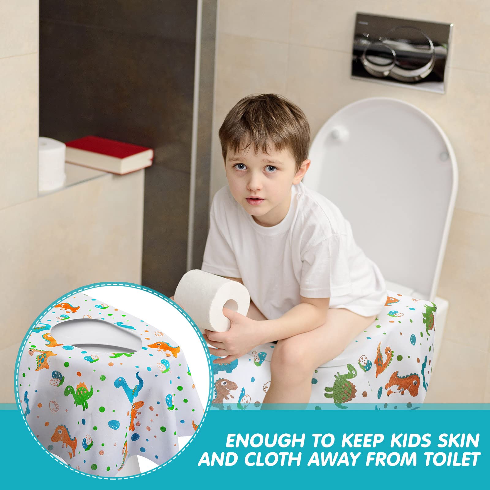 50 Packs Disposable Toilet Seat Covers Extra Large Individually Wrapped for Kids and Adults (50 Count)