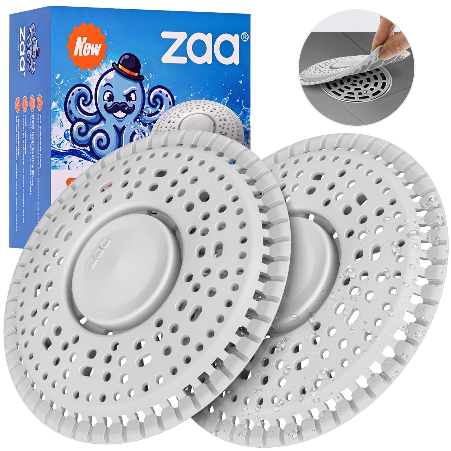 Shower Drain Hair Catcher Silicone Flat Floor Strainer Protector