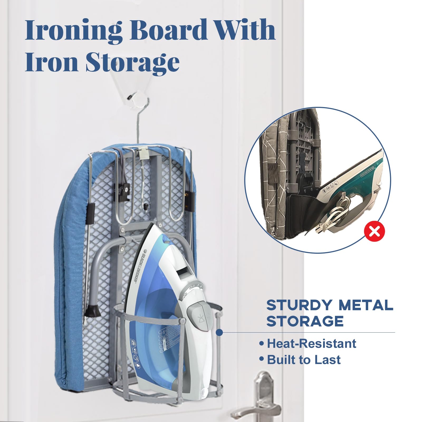 Metal Foldable Iron Board with Iron Holder