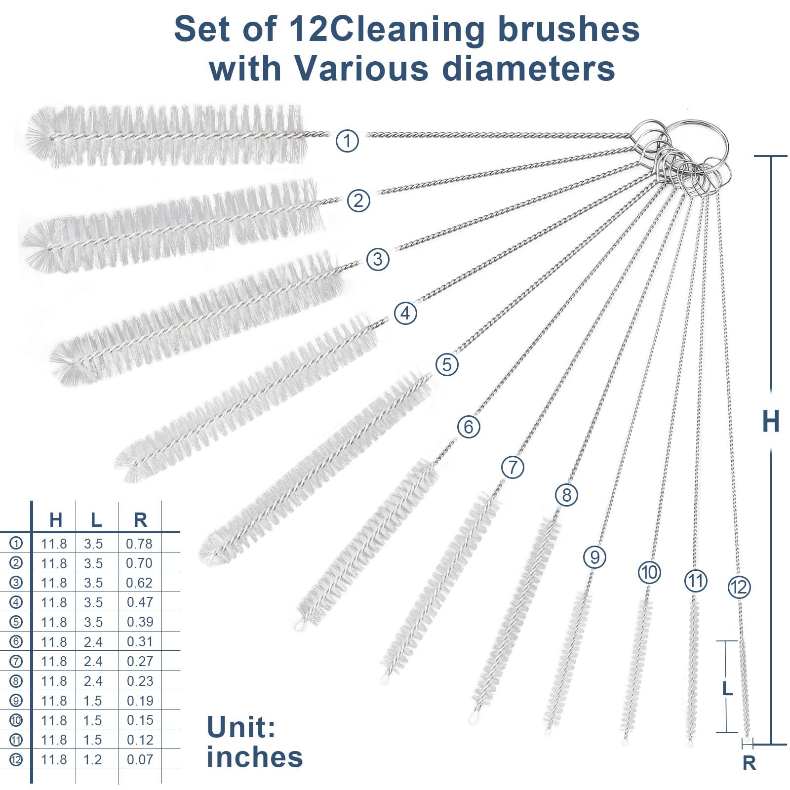 12 Pcs Bottle Cleaner Brushes Set (12 Count)