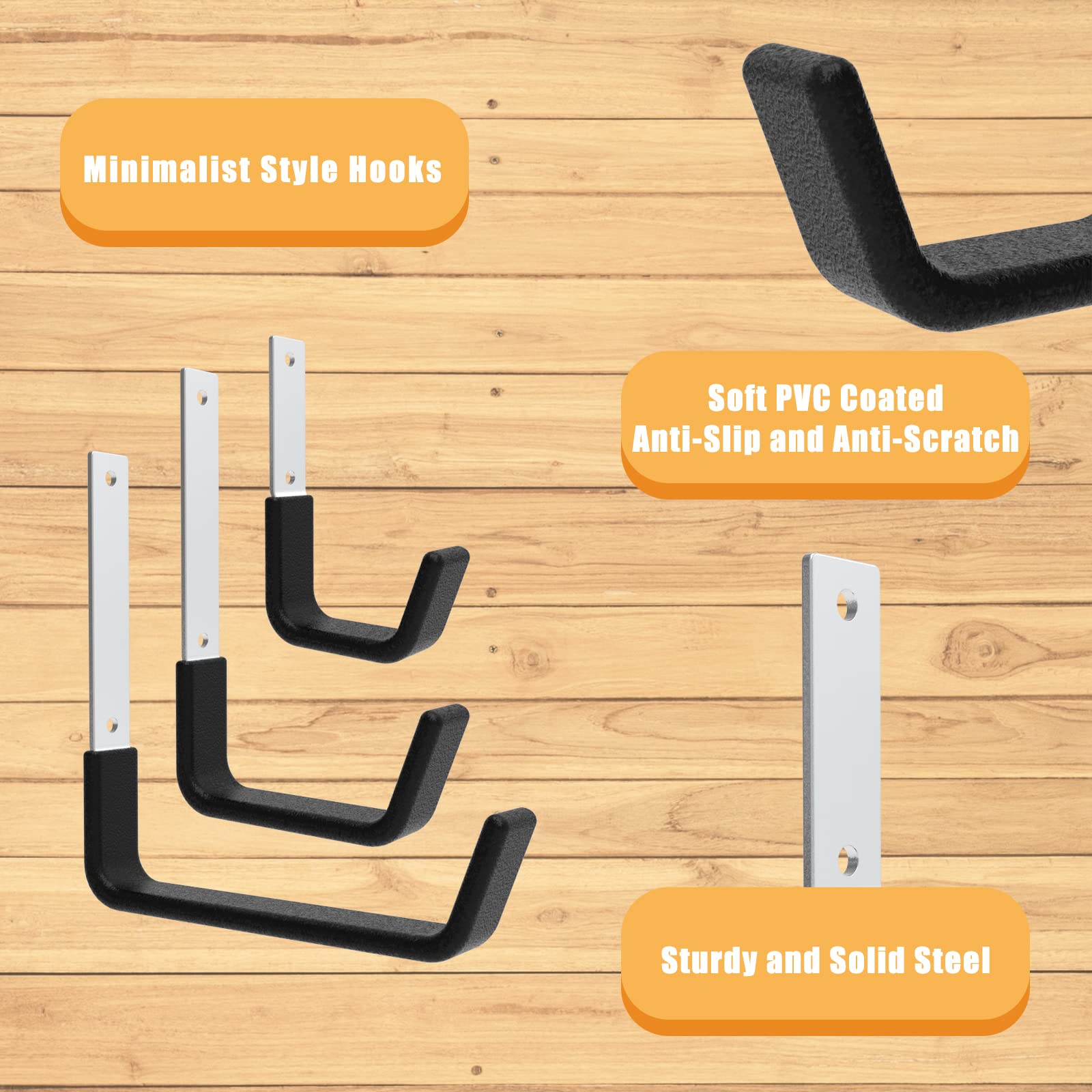 Heavy Duty Utility Hooks for Garage Storage Utility Hooks Wall Mount (6 Count)