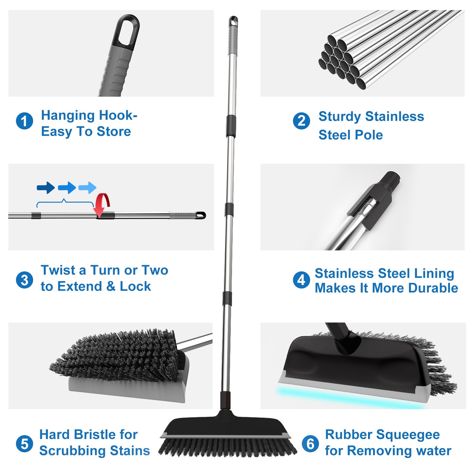 Floor Scrub Brush with 55" Long Handle