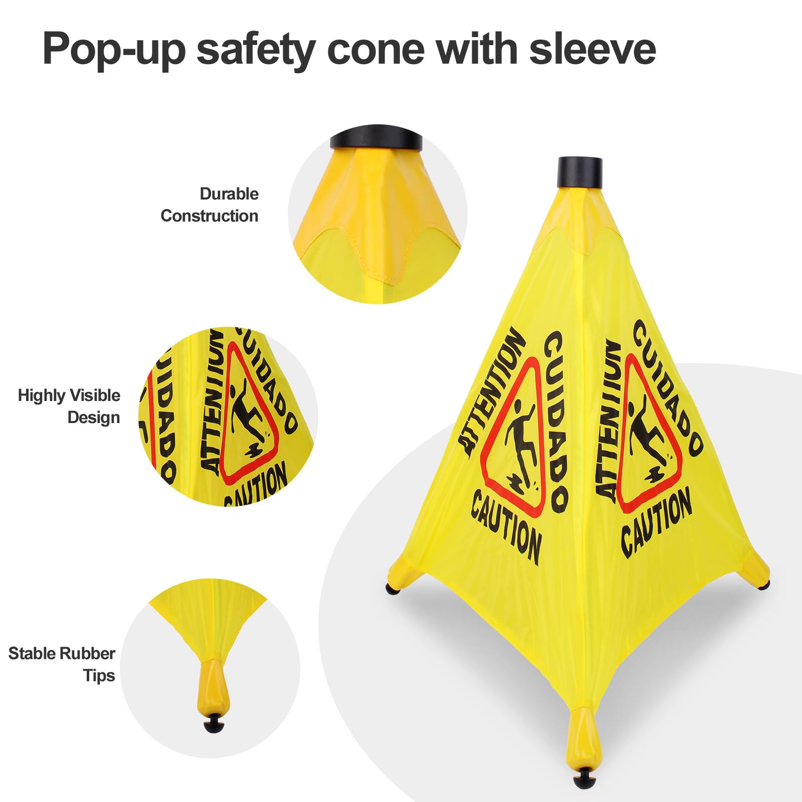 6 Pcs 20 Inch Pop Up Wet Floor Signs With Storage Tube (6 Count)