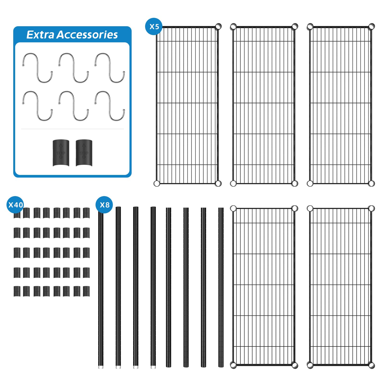 5 Shelf Adjustable Metal Wire Shelving