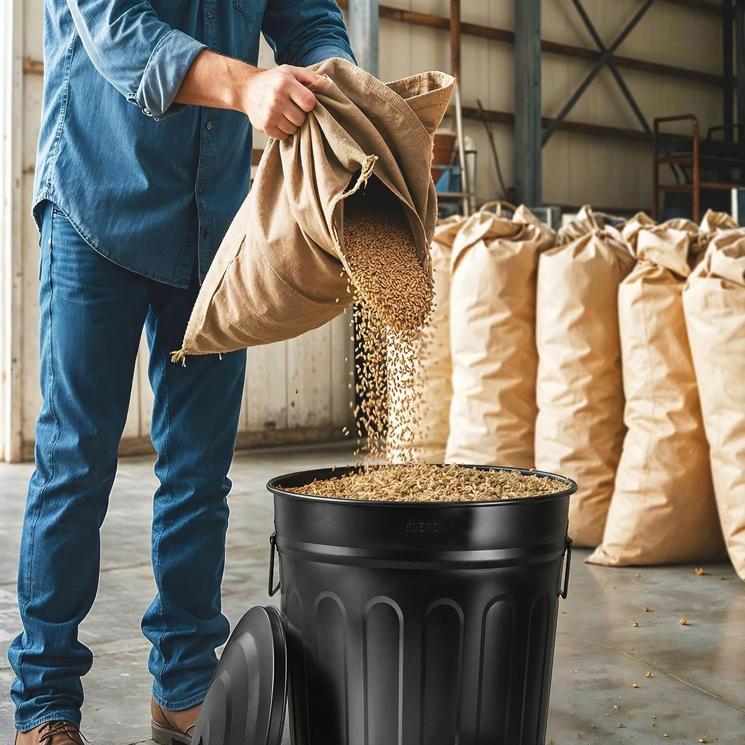 Metal Trash Can with Lid 13 Gallon (6 Count)