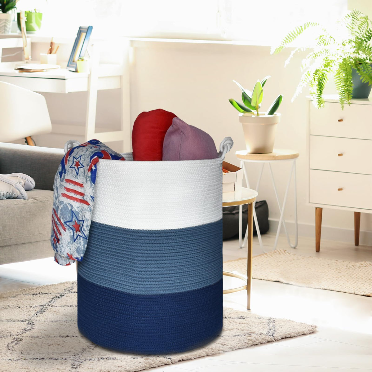 Tall Woven Blanket & Laundry Basket