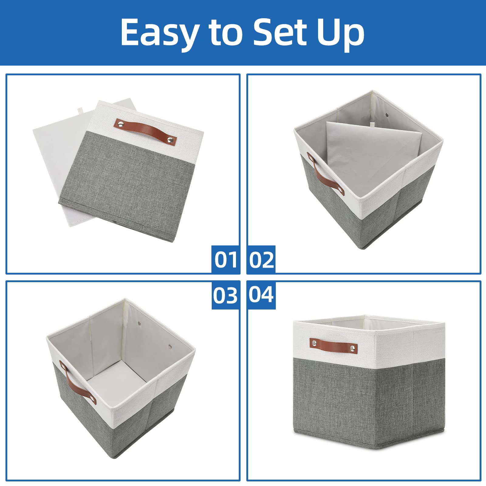 Cube Storage Bins 4 Pack Storage Cubes 11?11 Fabric Storage Bins Foldable Cube Storage Baskets with Handles