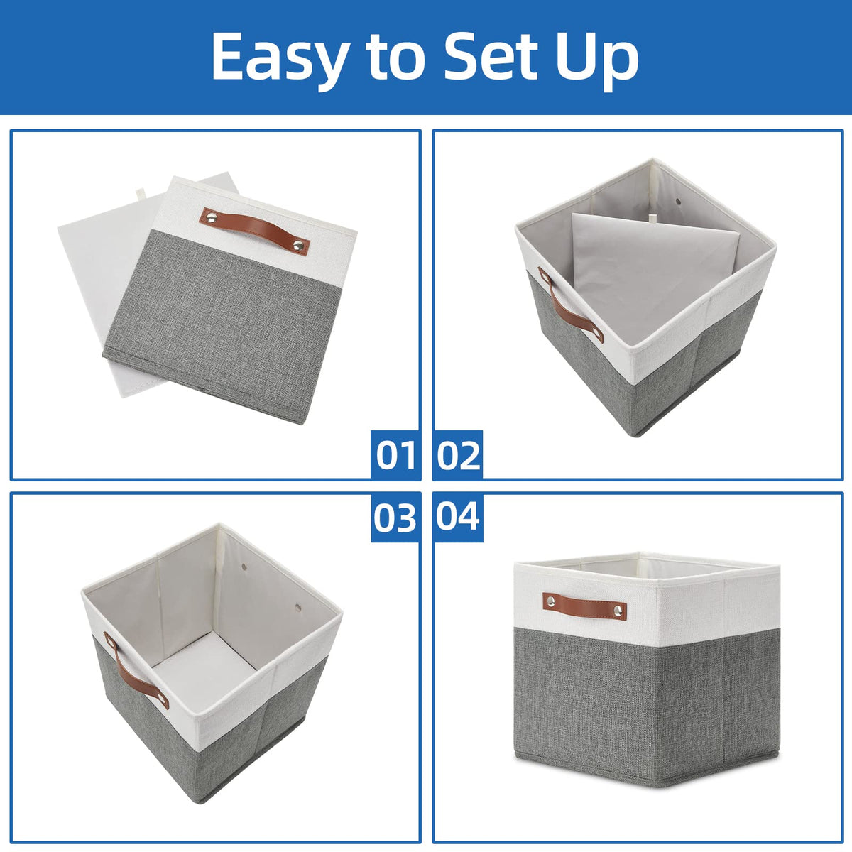 Cube Storage Bins 4 Pack Storage Cubes 11?11 Fabric Storage Bins Foldable Cube Storage Baskets with Handles
