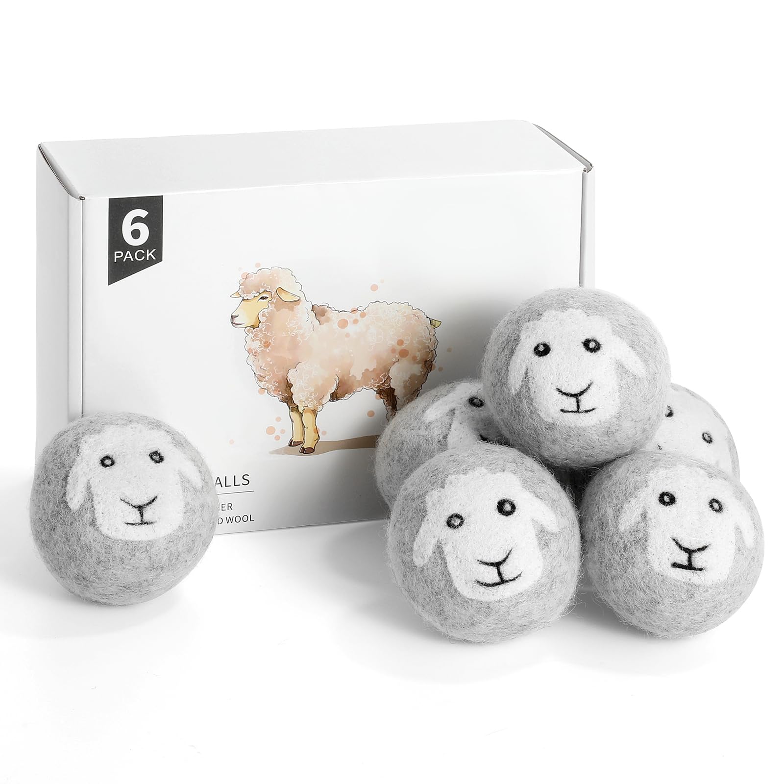 Wool Dryer Balls 6 Pack (6 Count)