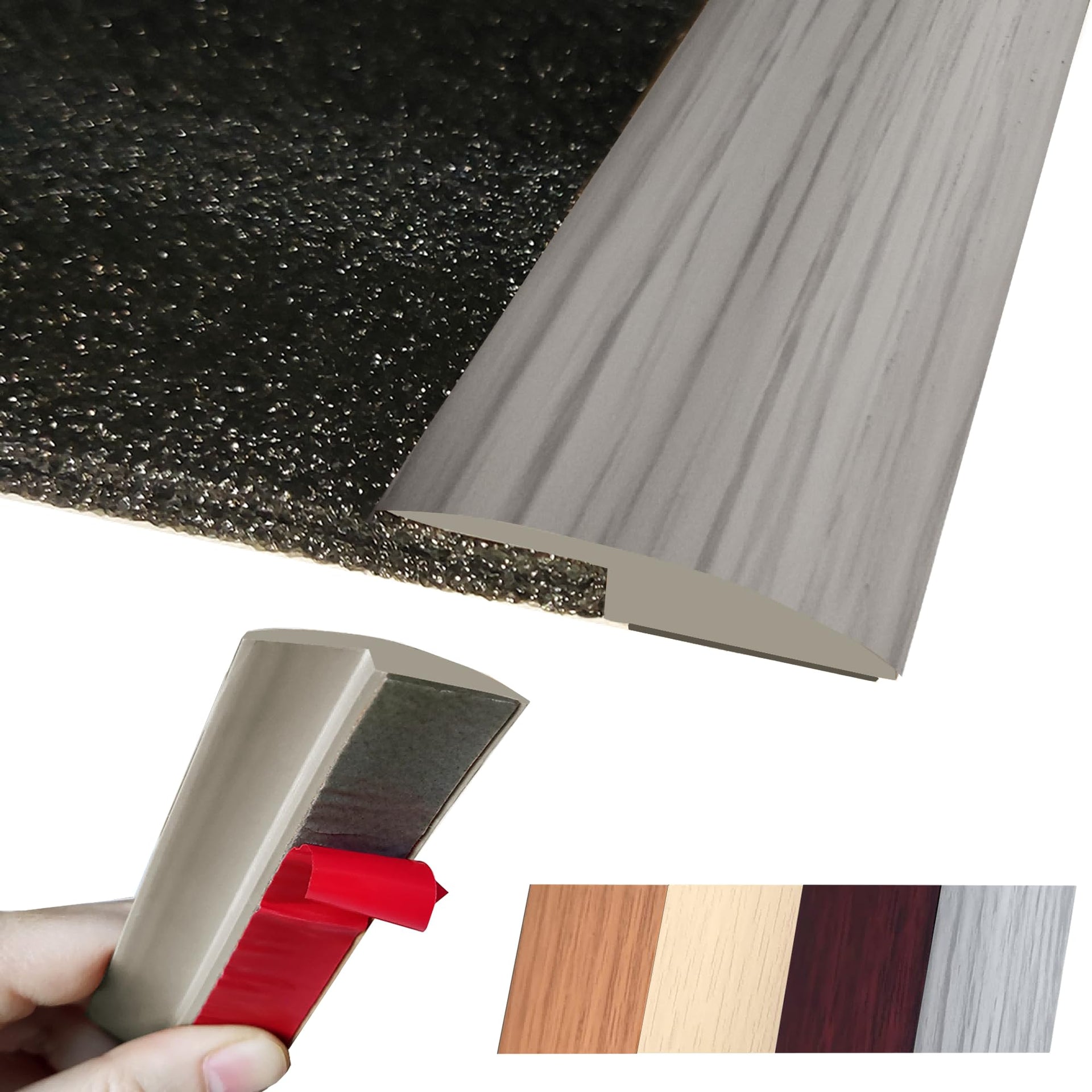Floor Transition Strip Self Adhesive Carpet Wood Tile Vinyl Flooring Laminate Transition Cover Edge Trim Gap Doorway Threshold for Uneven Floors Heights Within 5 mm