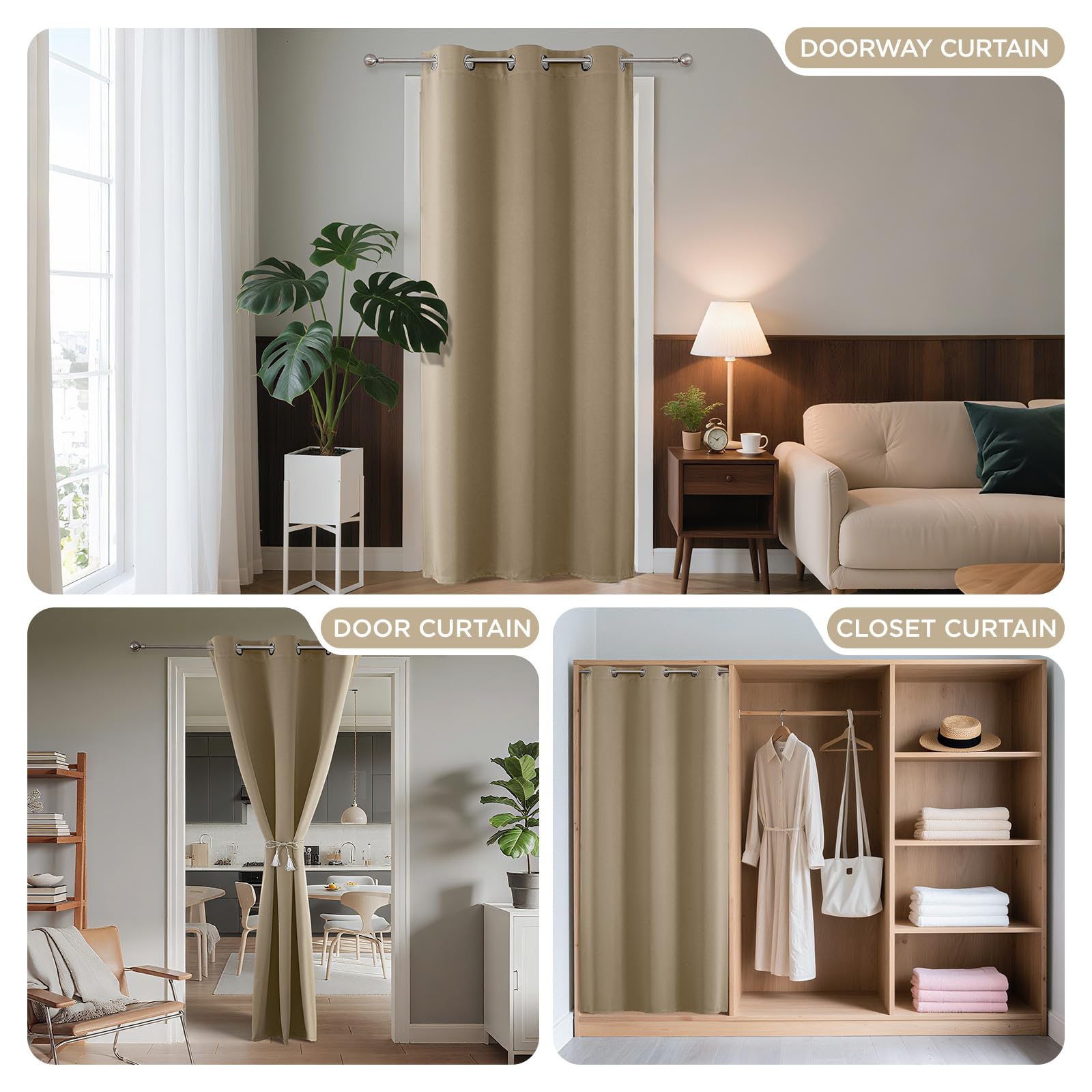 Door Curtain Blackout Curtains for Doorway Privacy Closet Drapes