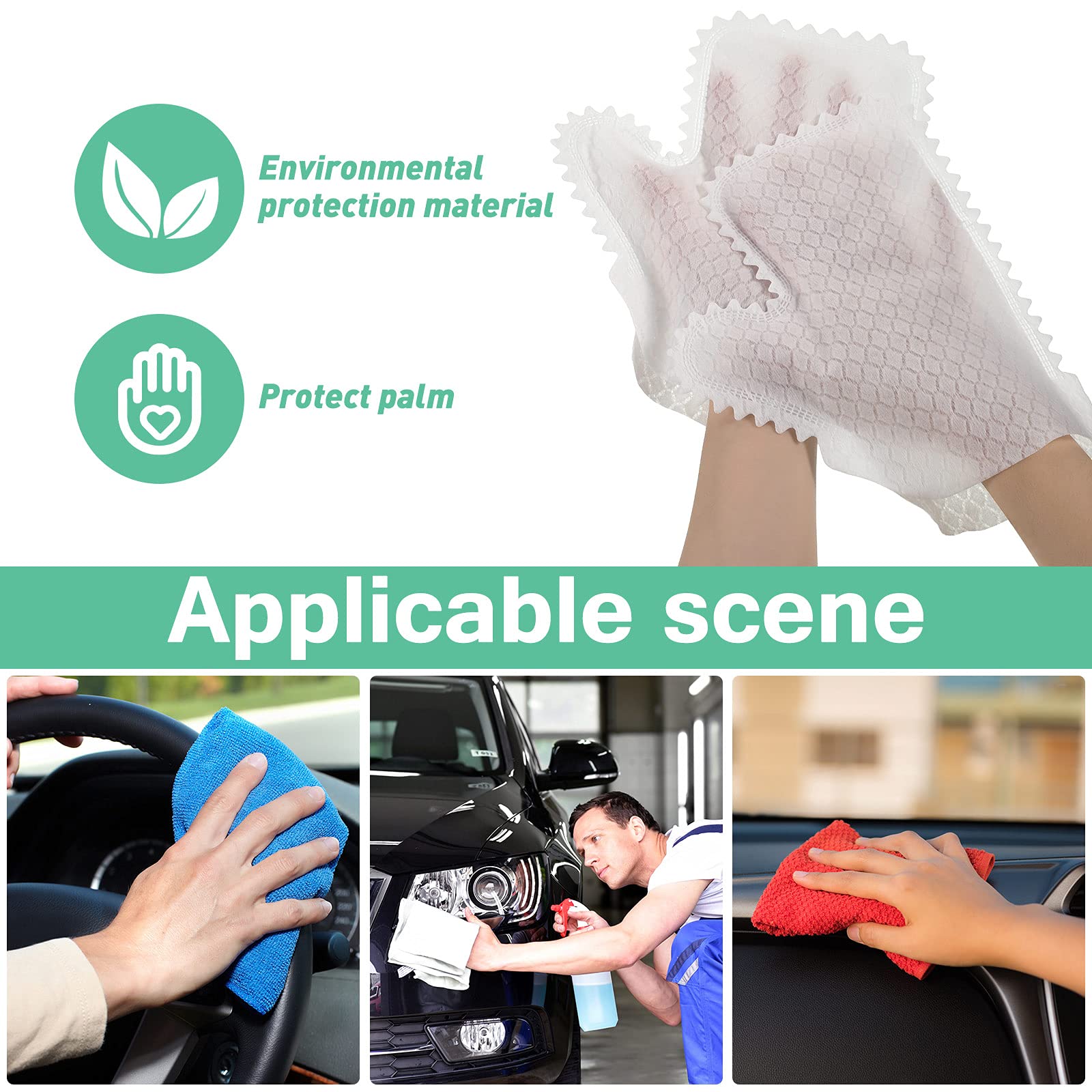 60 Pieces White Microfiber Dusting Gloves Artisan Dusting Mitt Microfiber Cloth Replaces Dust Wipes Feather Dusters for Locks in Dust Pet Hair Sensitive Cleaning Possible Dual (60 Count)