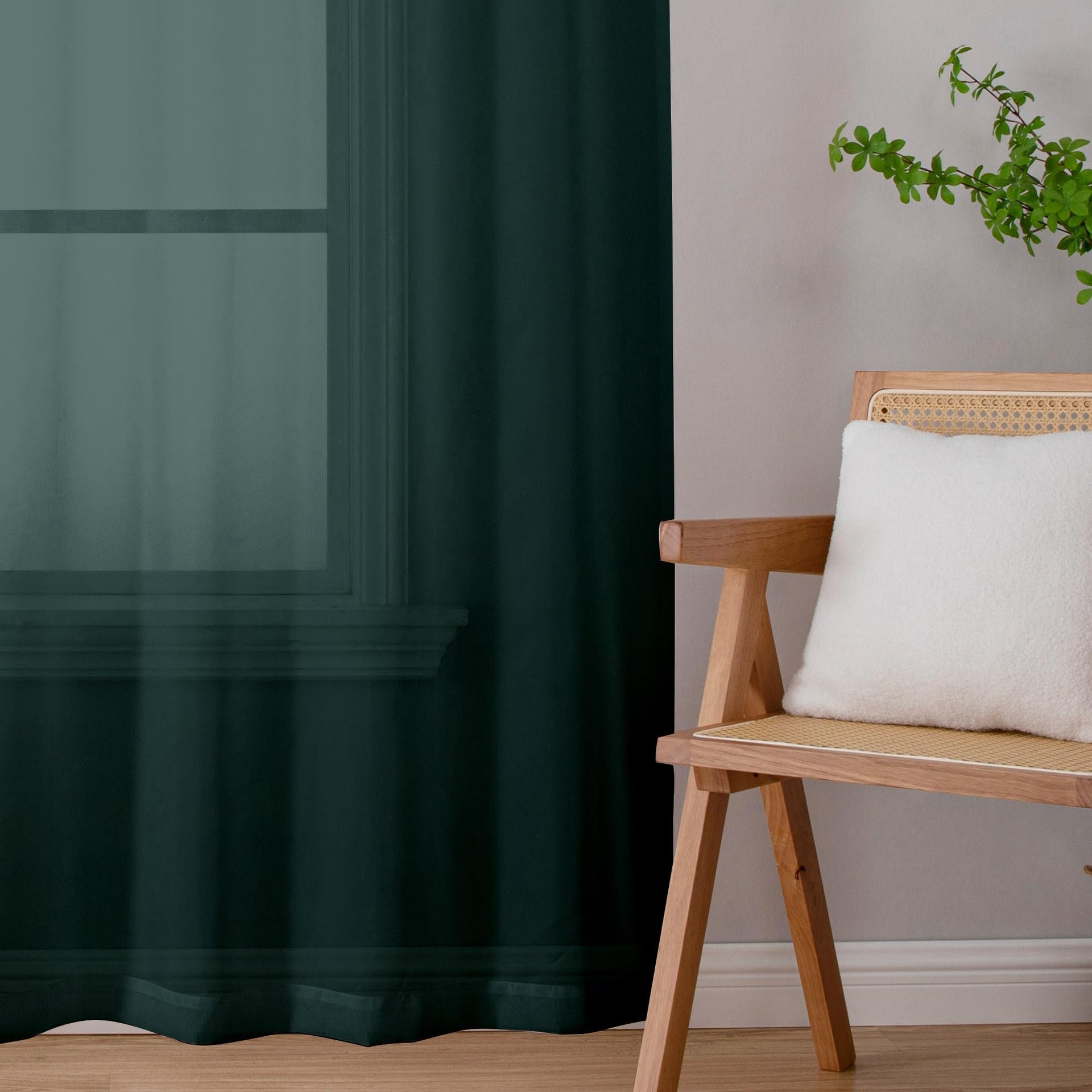 Hunter Green Sheer Curtains 45 Inch Long 2 Panels