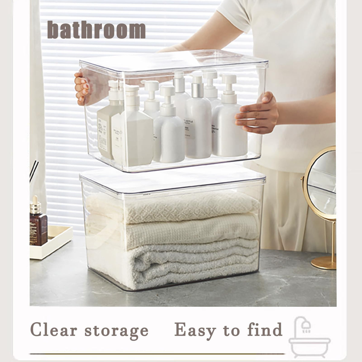 Clear plastic storage bins with LIDS (4 Count)