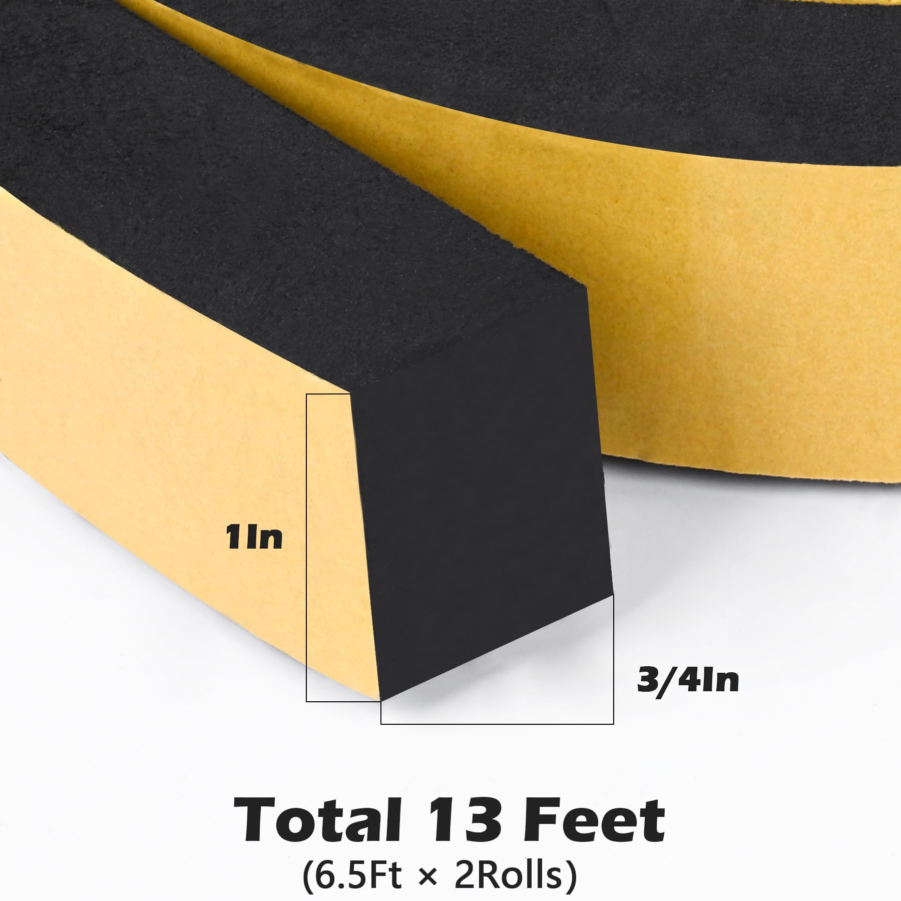 Black Door Window Weather Stripping Self Adhesive Foam Tape High Density Foam Sealing Strip Window Insulation Weatherproof Gasket Tape 1" Wide X 3 (13 Foot)