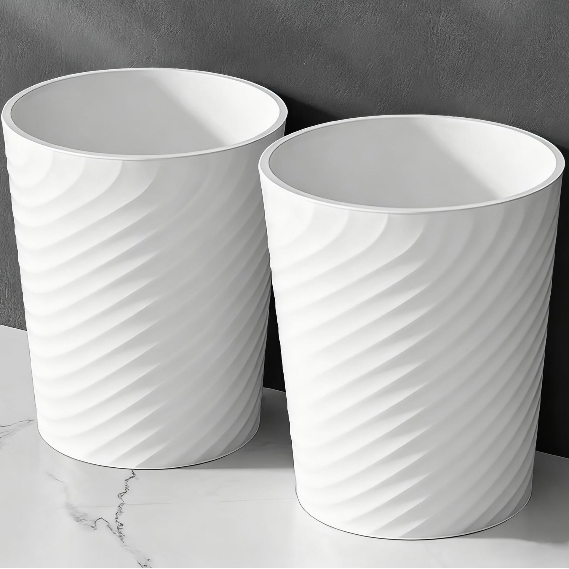 Bathroom Trash Can 1.8 Gallon Small Waste Basket Garbage Can for Dorm Kitchen Toilet Office Bedroom (2 Count)