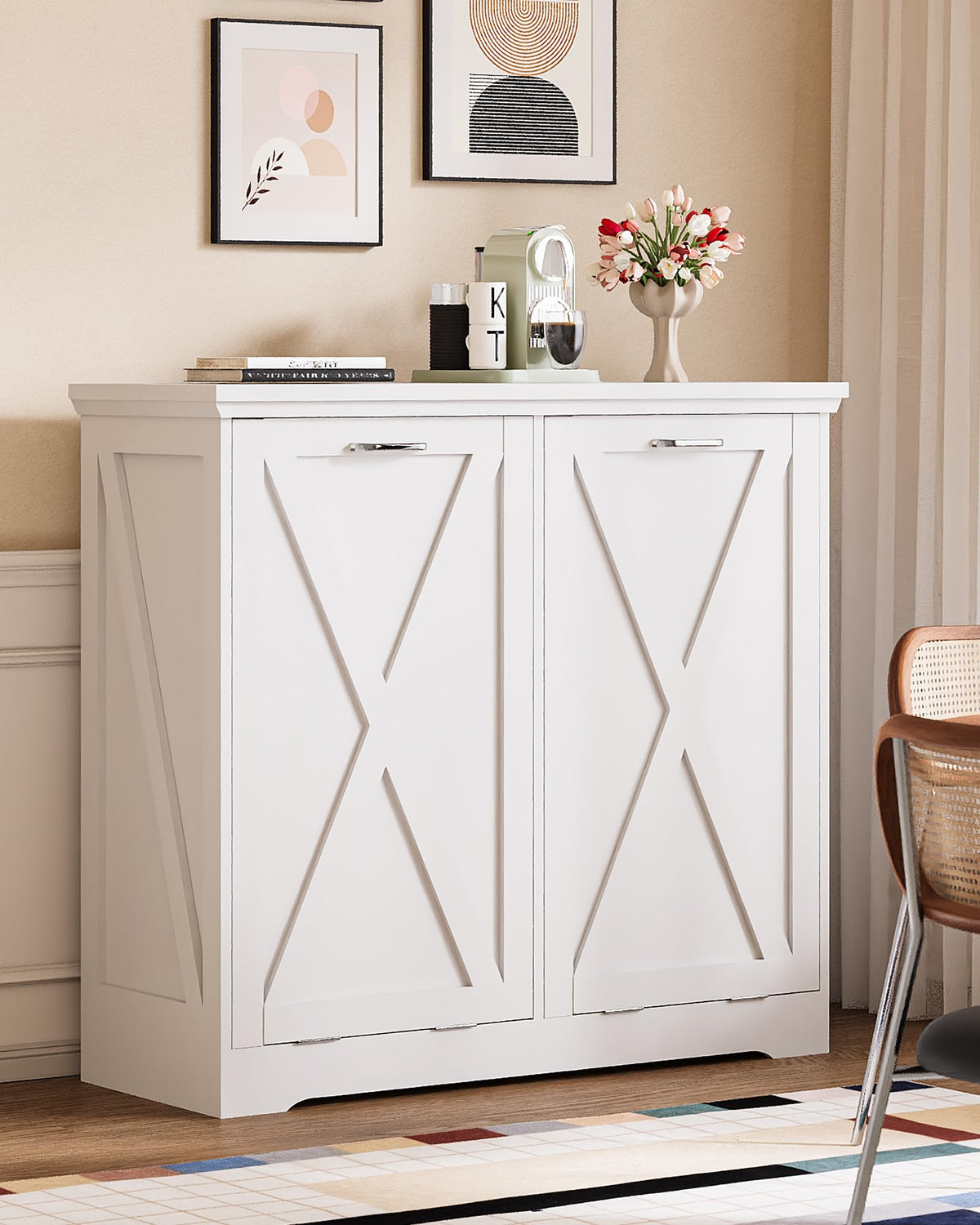 Double Tilt Out Trash Can Cabinet with Deodorising Function