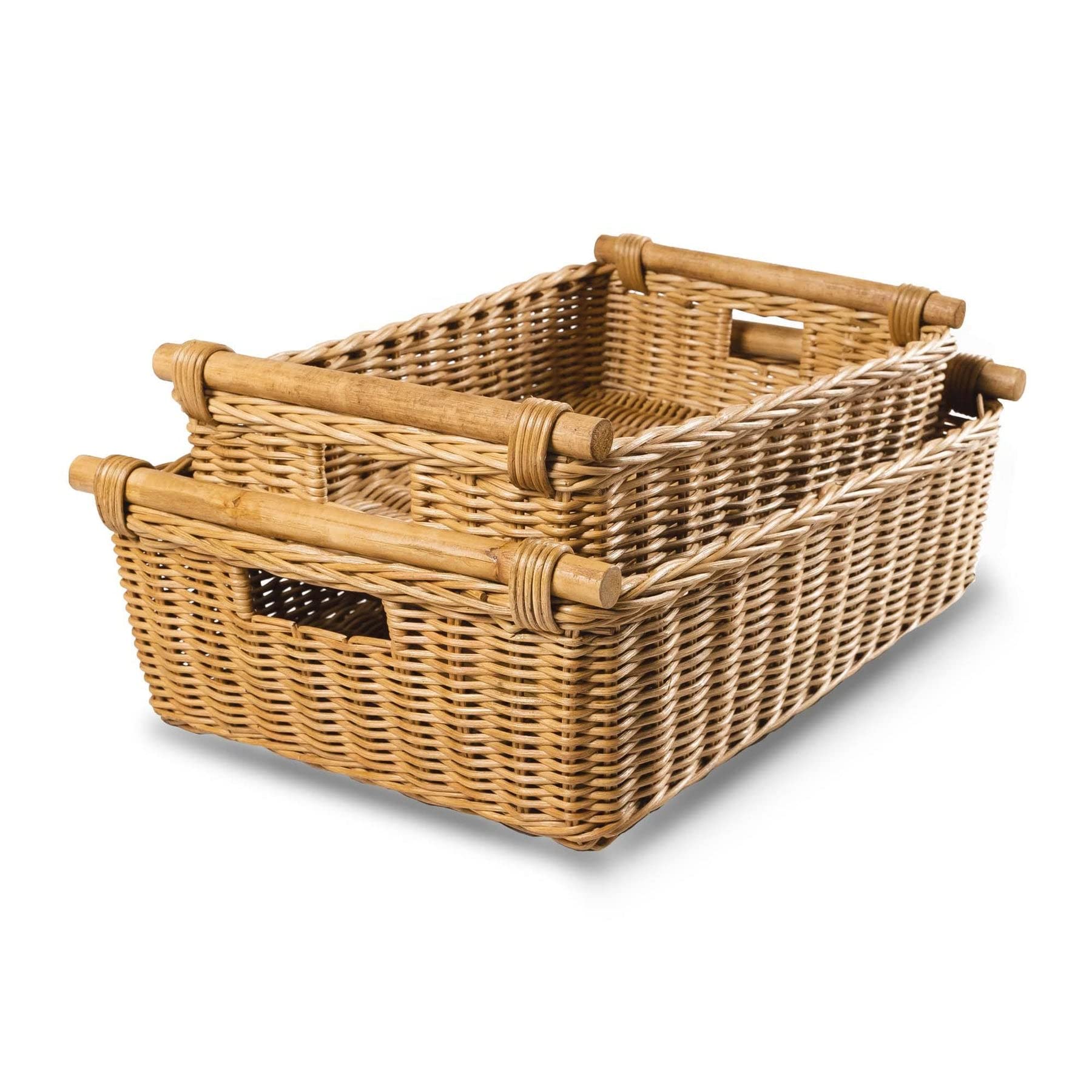 Low Pole Handle Wicker Storage Basket