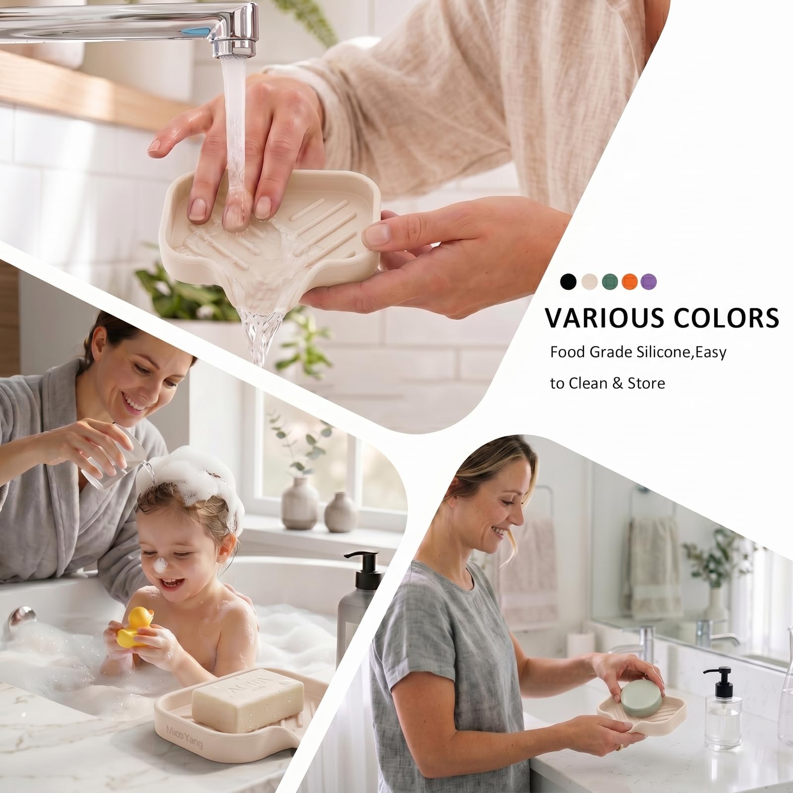 Silicone Soap Dish with Drain Spout