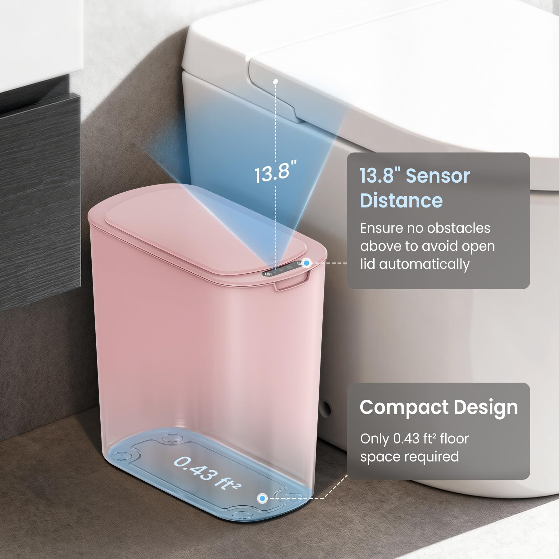 Automatic Small Bathroom Trash Can with Lid