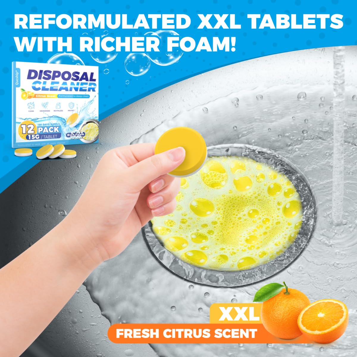 Garbage Disposal Cleaner Deodorizer Tablets (12 Count)