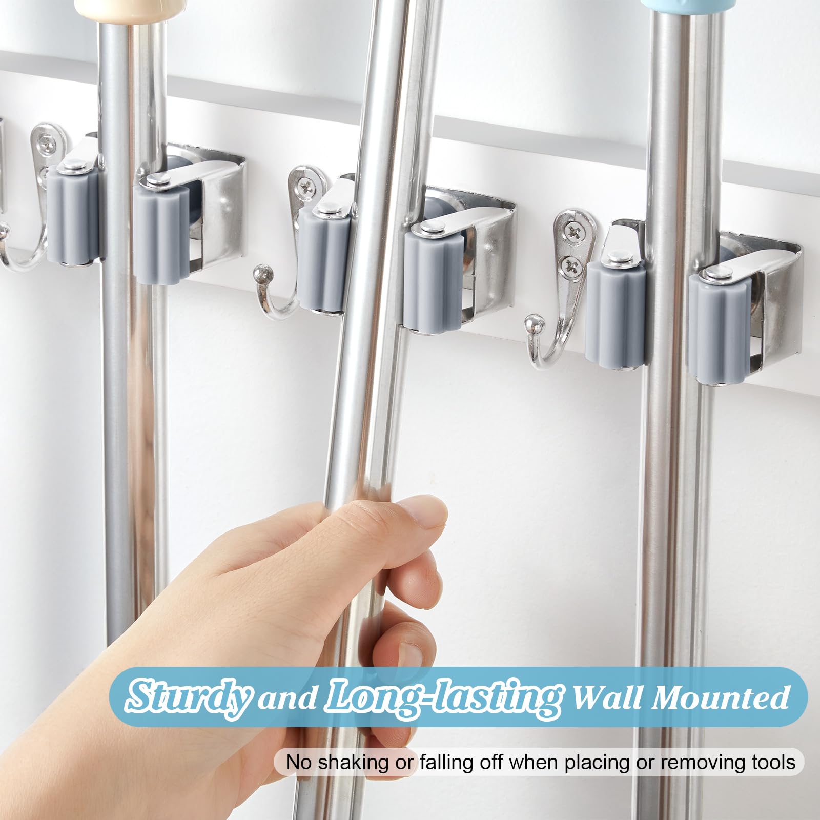 White Broom Holder Wall Mount