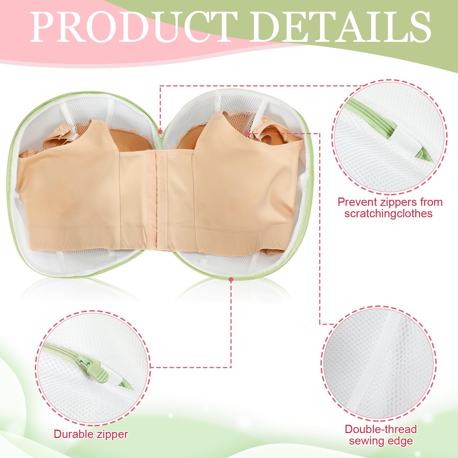 6 Pcs Bra Washing Bag for Laundry Storage Women 11.81 Inch Green (6 Count)