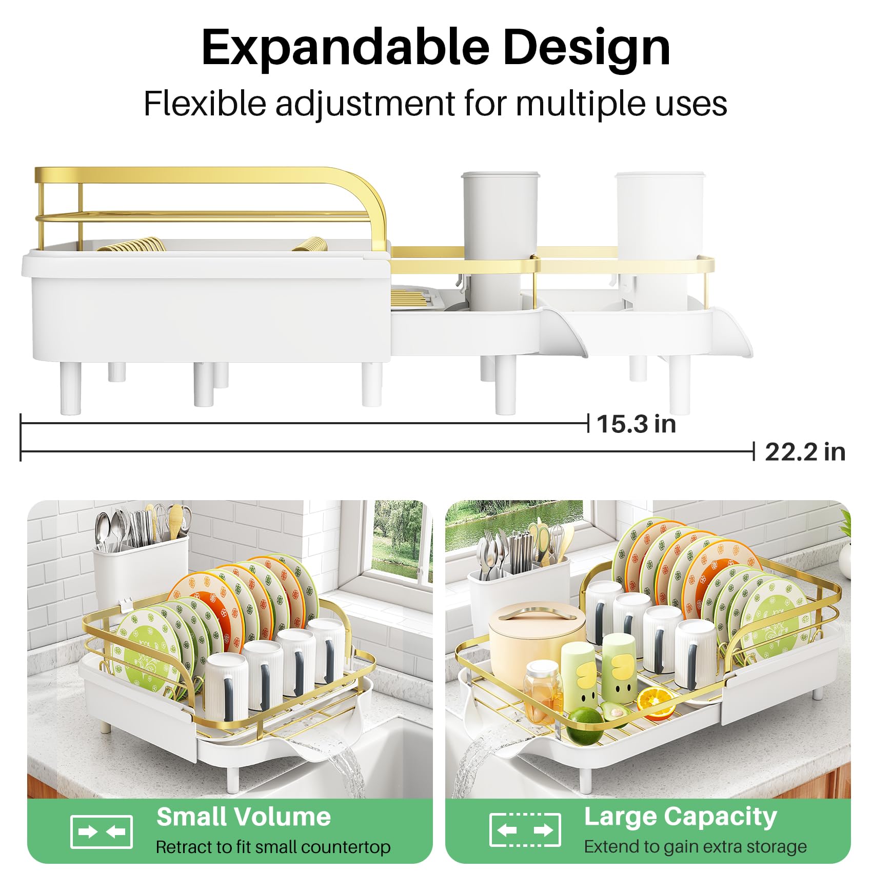 Expandable Dish Drying Rack for Small Kitchen Counter