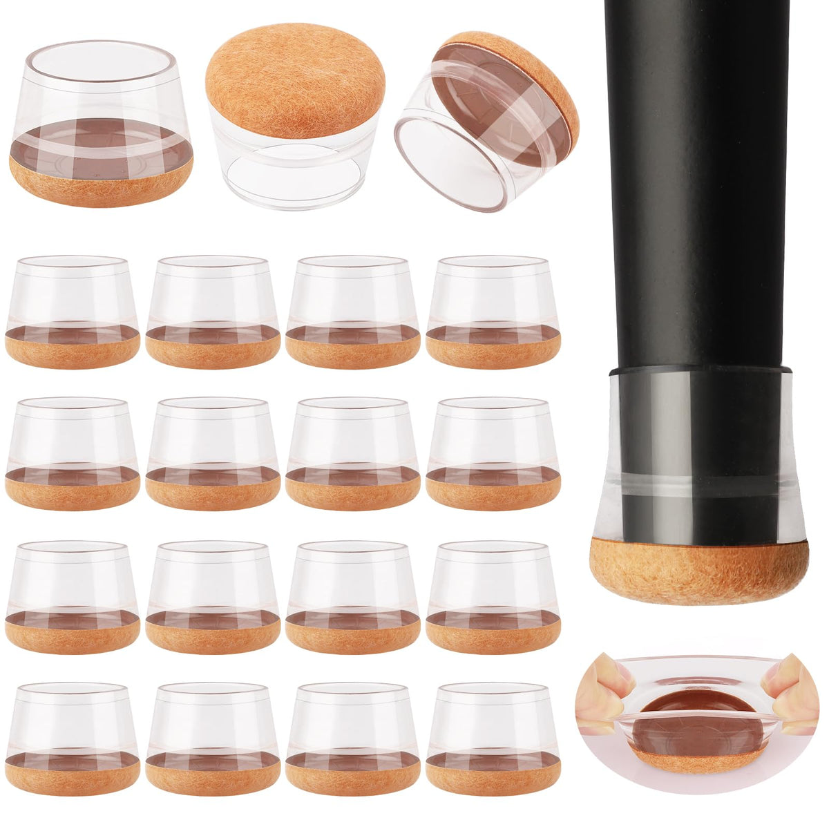 16 Pcs Round Silicone Chair Leg Floor Protectors (16 Count)
