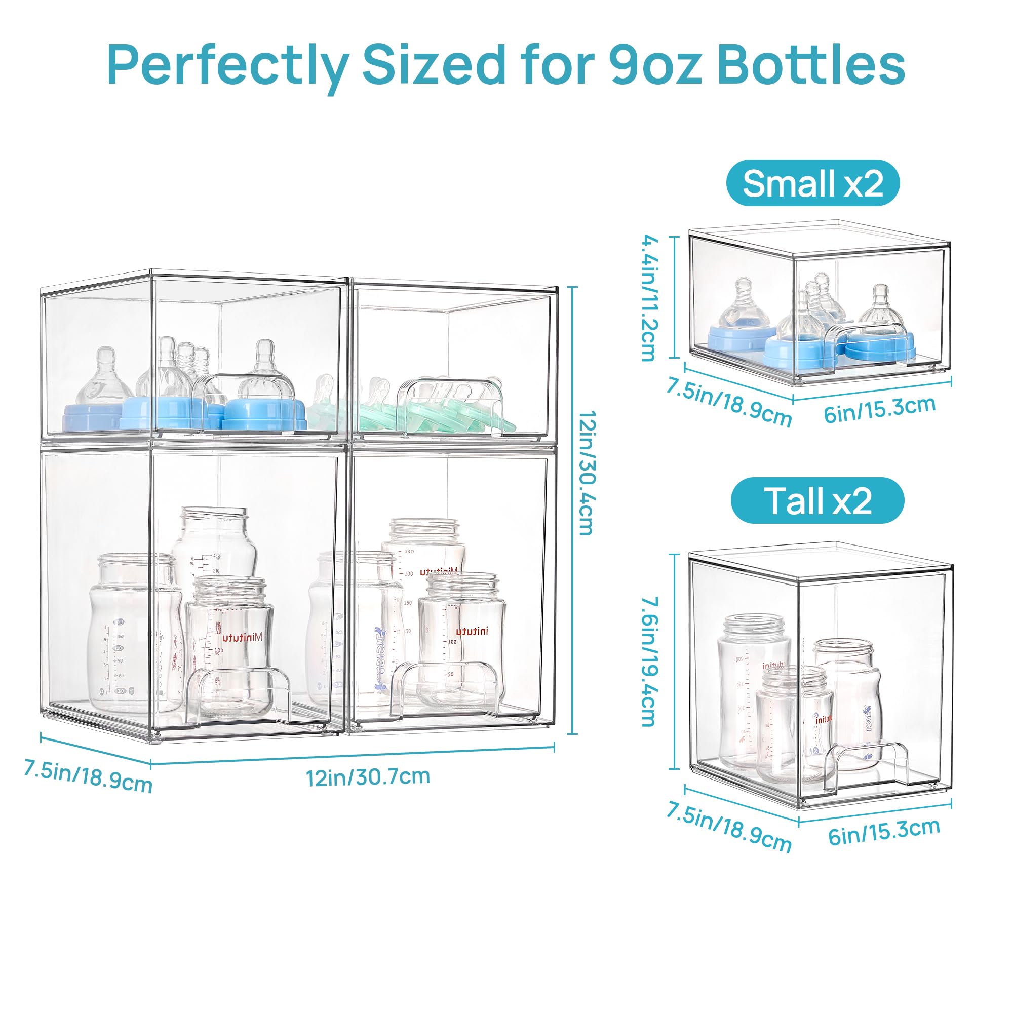 Clear Stackable Storage Drawers Set of 4 (4 Count)
